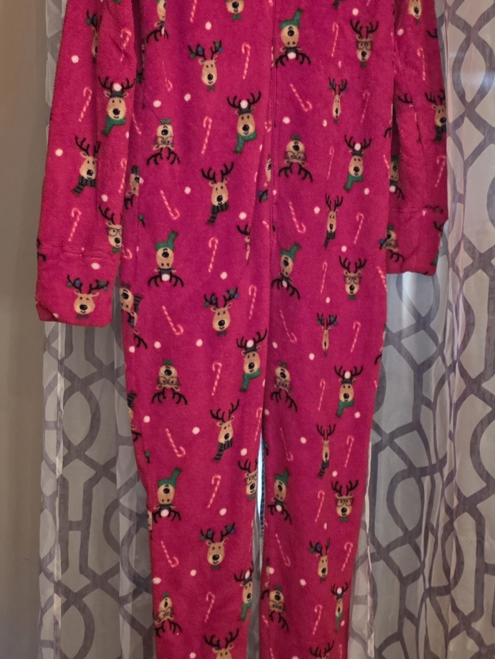 Family Pajamas Red Reindeer Fleece Onesie Size S
